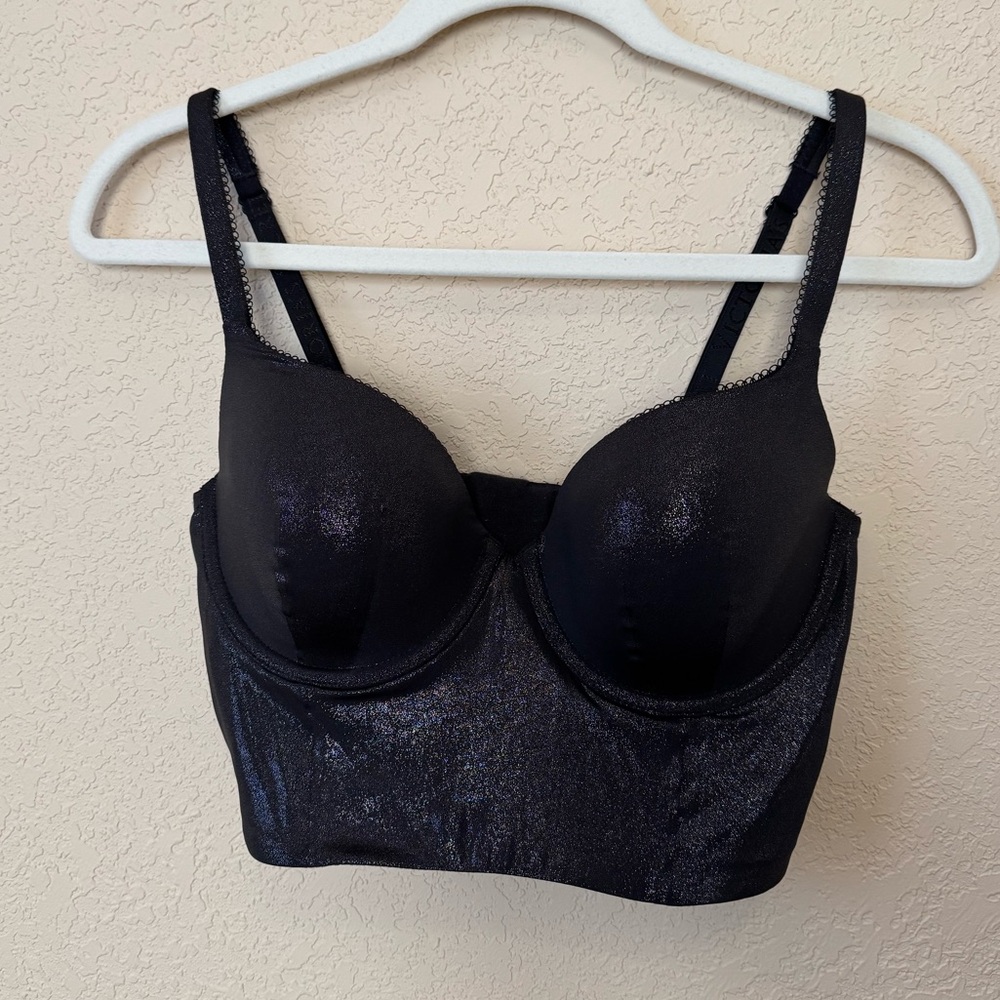 Victoria's Secret Black Shimmer Bustier, Size 34D
